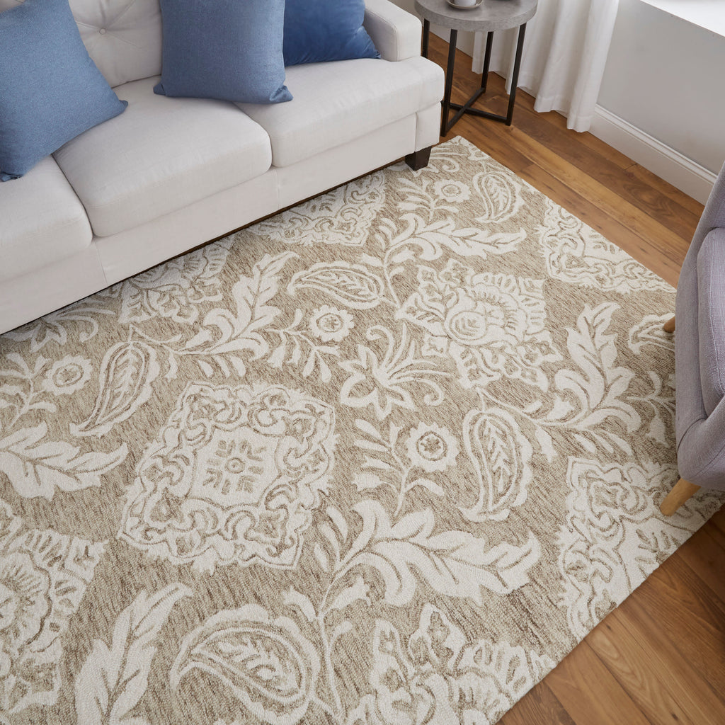 Belfort Transitional Medallion Tan Ivory Area Rug (2' x 3')