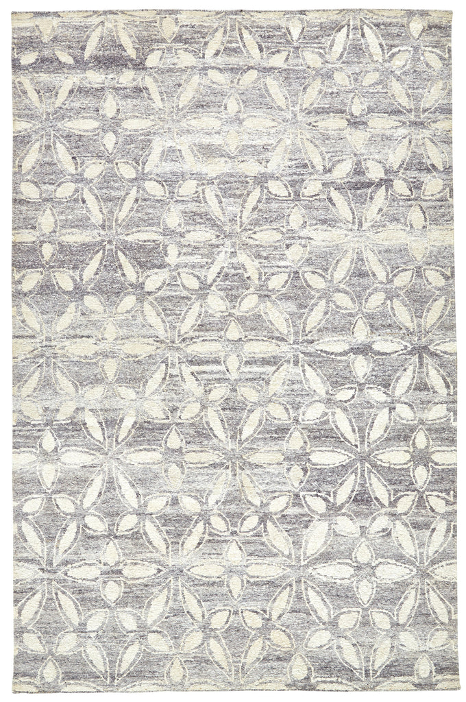 Sabrine Transitional Floral Botanical Gray Ivory Area Rug (5'6" x 8'6")