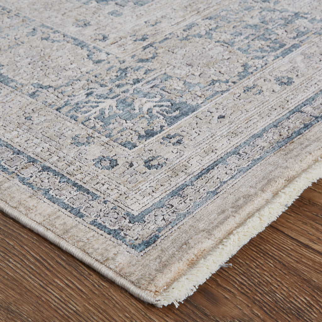 Marquette Transitional Medallion Taupe Gray Blue Area Rug (6'7" x 9'10")