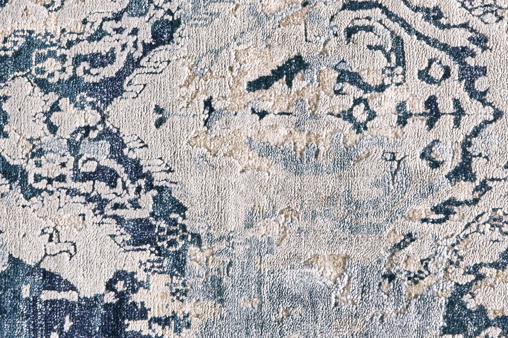 Brynn Transitional Distressed Blue White Gray Area Rug (8'6" x 11'6")