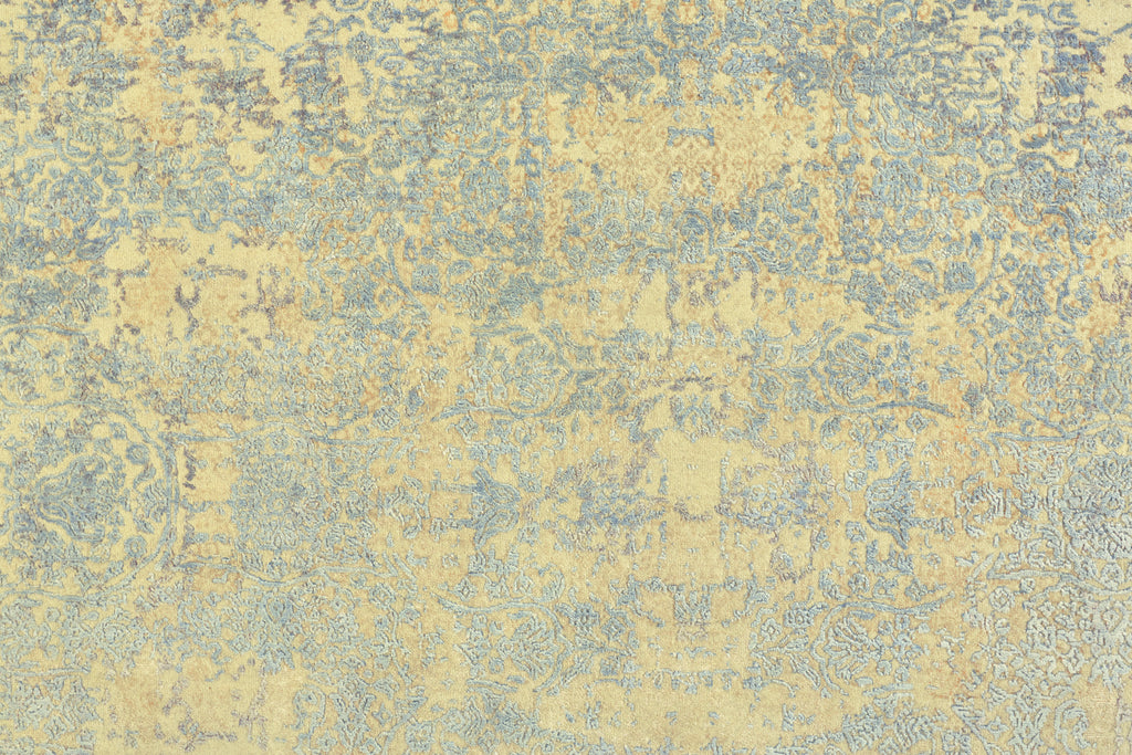 Doshi Transitional Distressed Tan Gold Blue Area Rug (7'9" x 9'9")