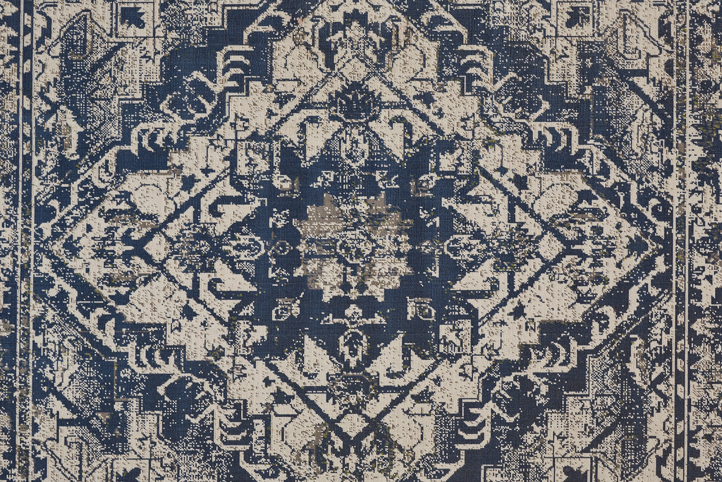 Foster Transitional Oriental Blue Ivory Area Rug (5' x 8')