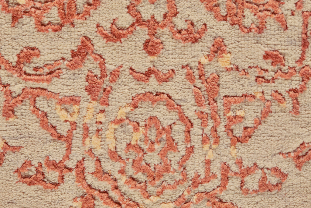 Doshi Transitional Distressed Red Orange Ivory Area Rug (8'6" x 11'6")