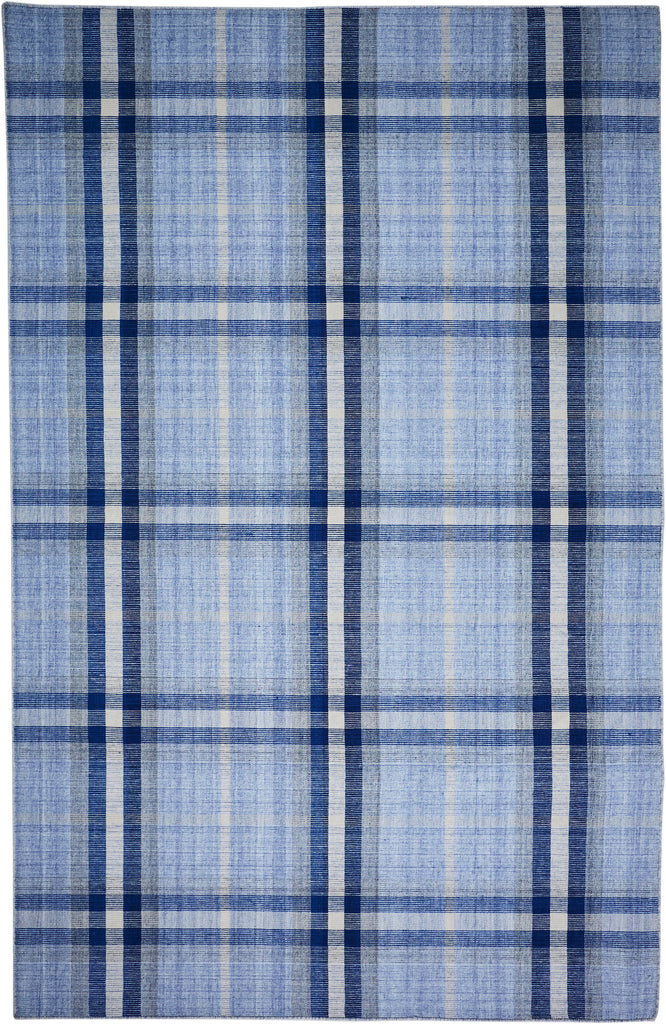 Crosby Transitional Plaid Blue White Area Rug (3'6" x 5'6")