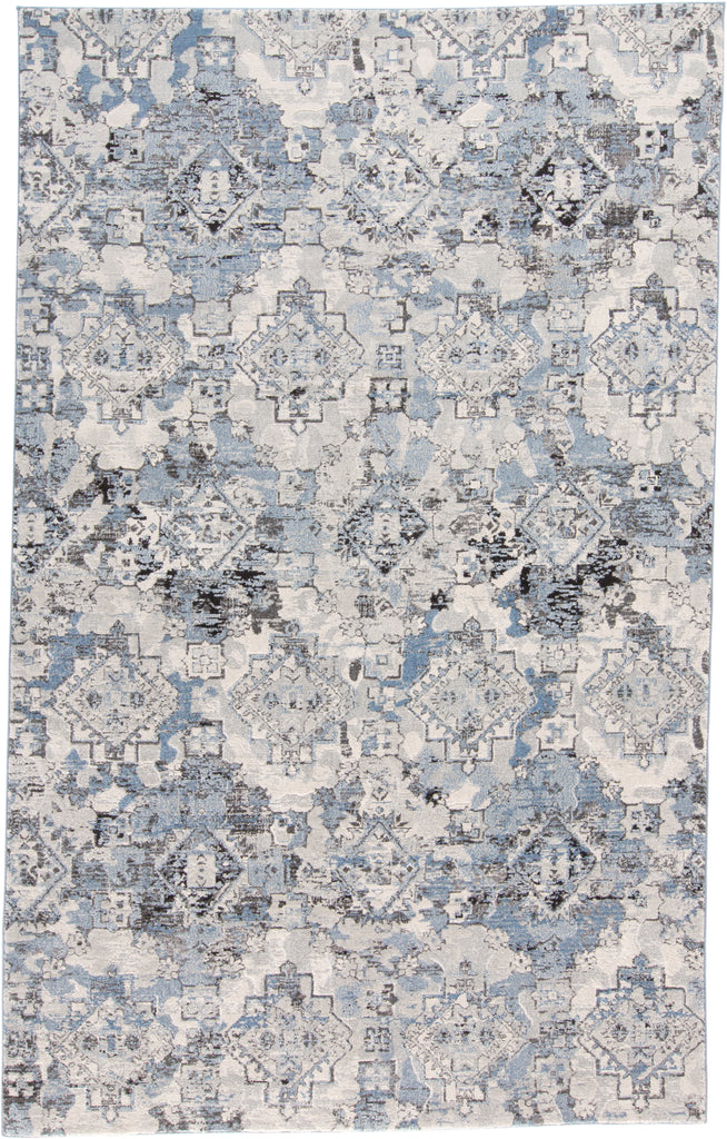 Ainsley Transitional Oriental Blue Ivory Black Area Rug (2' x 3')