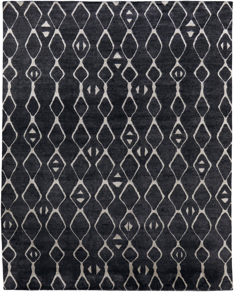 Mambasa Modern Argyle Black White Area Rug (5'6" x 8'6")