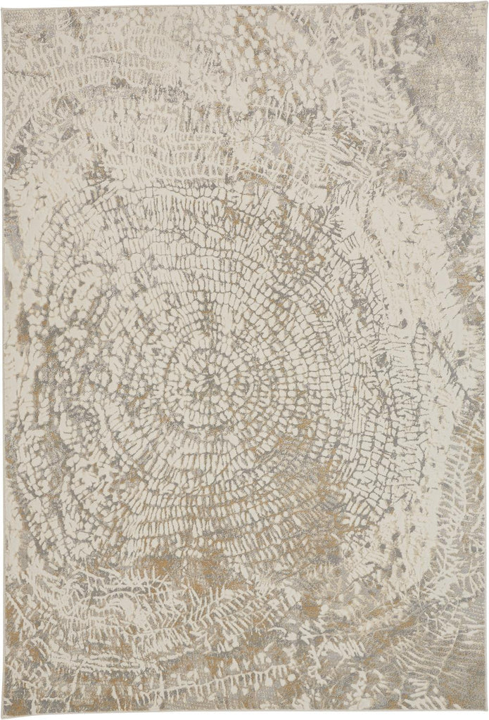 Parker Transitional Abstract Ivory Tan Gray Area Rug (2'1" x 3')