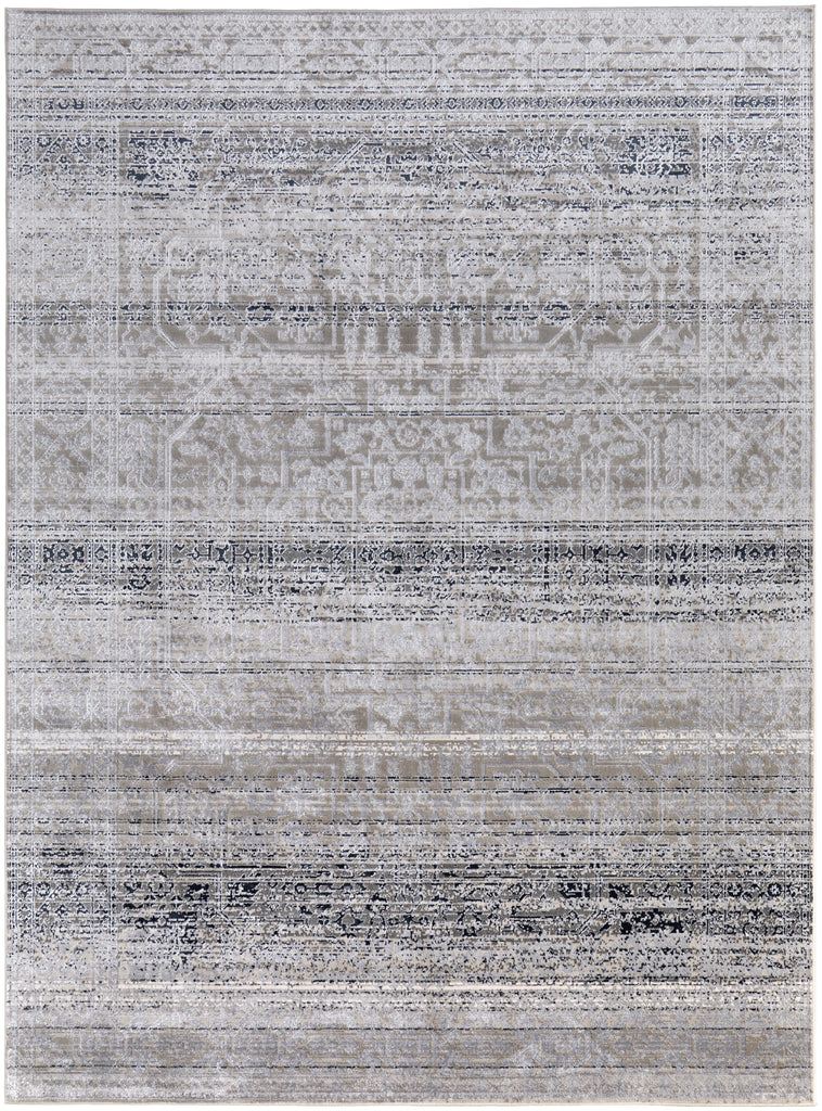 Macklaine Transitional Distressed Taupe Black Ivory Area Rug (1'8" x 2'10")