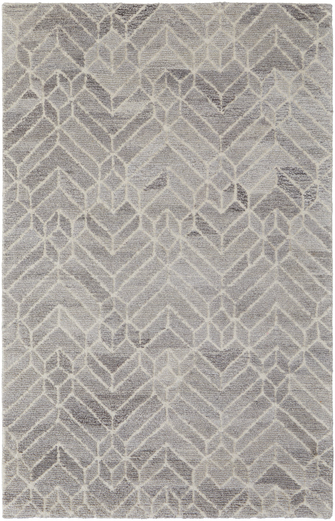 Asher Transitional Geometric Taupe Gray Ivory Area Rug (2' x 3')