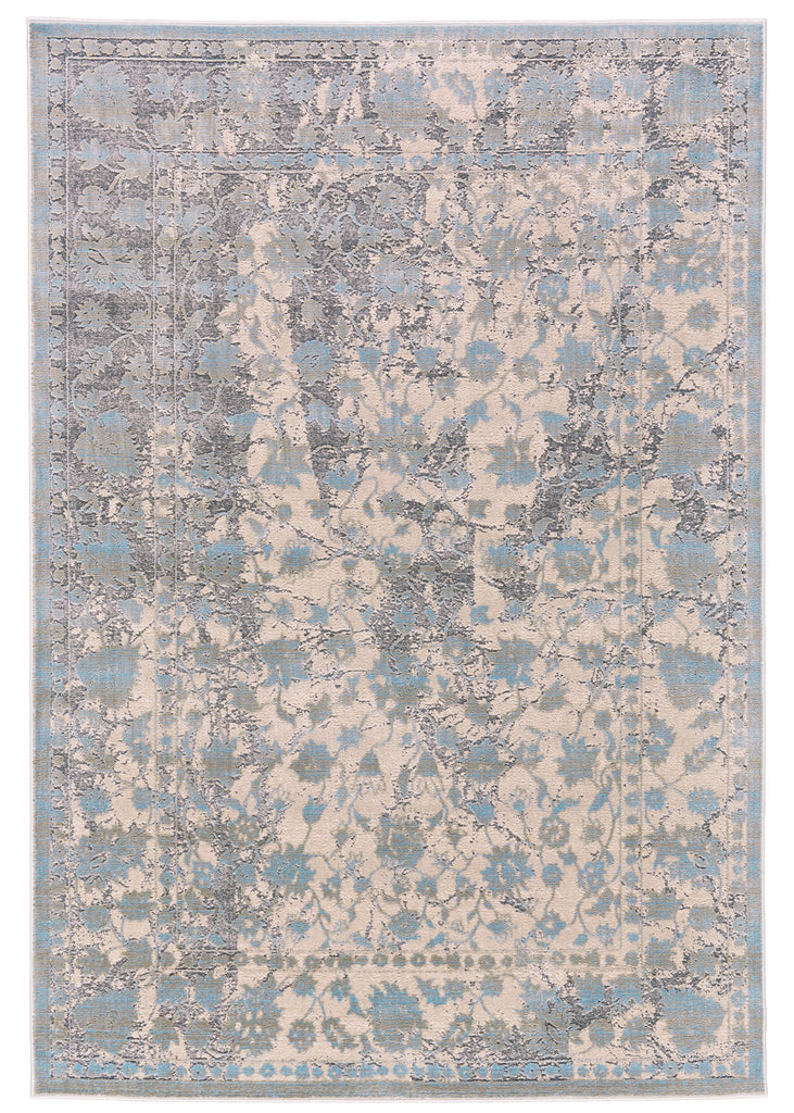 Prasad Modern Distressed Blue Taupe Ivory Area Rug (10' x 13'2")