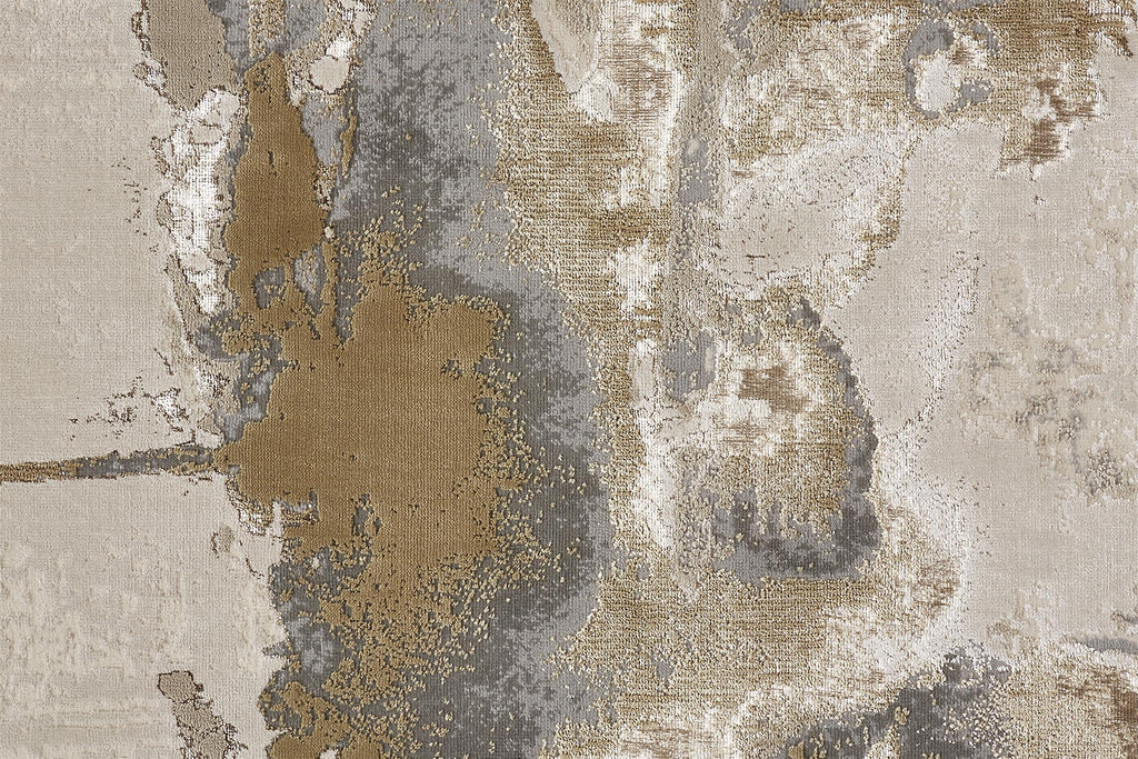 Aura Modern Watercolor Gray Ivory Gold Area Rug (13' x 20')