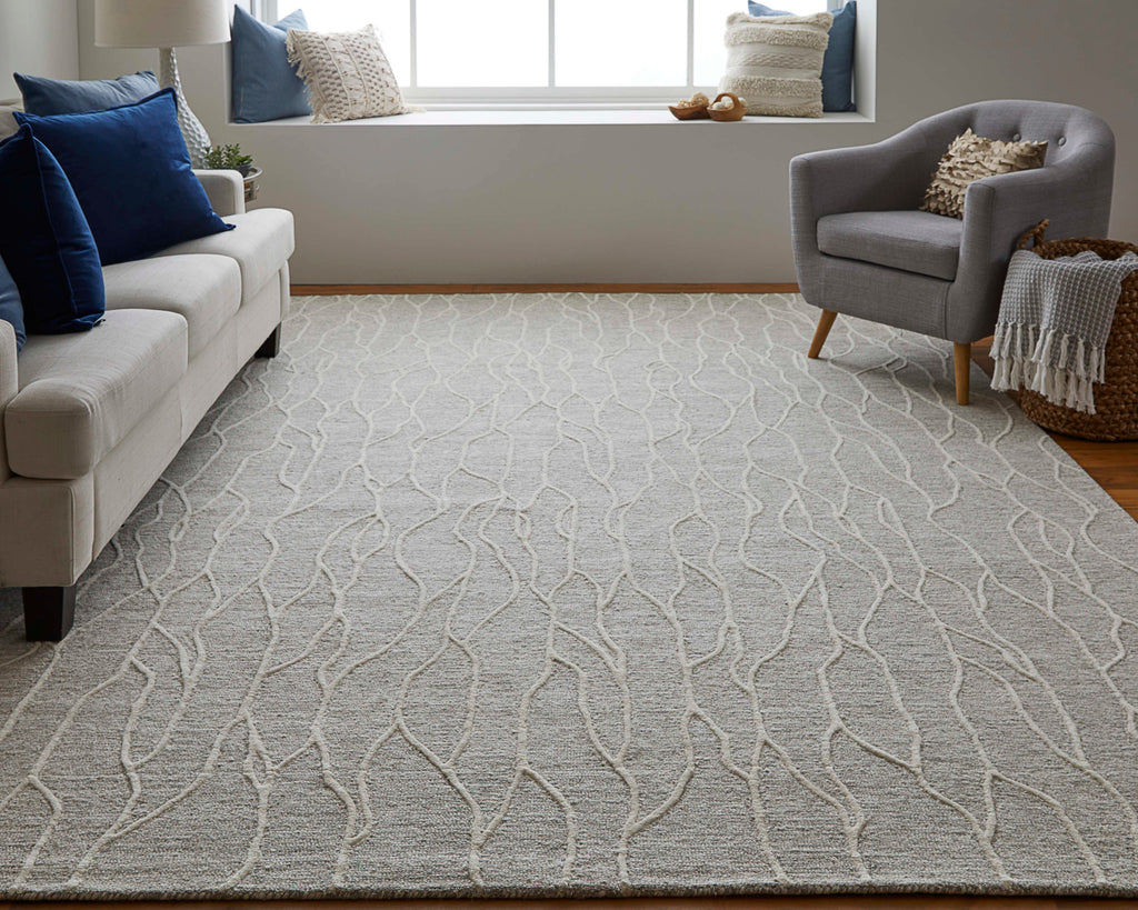 Enzo Transitional Abstract Taupe Ivory Area Rug (12' x 15')