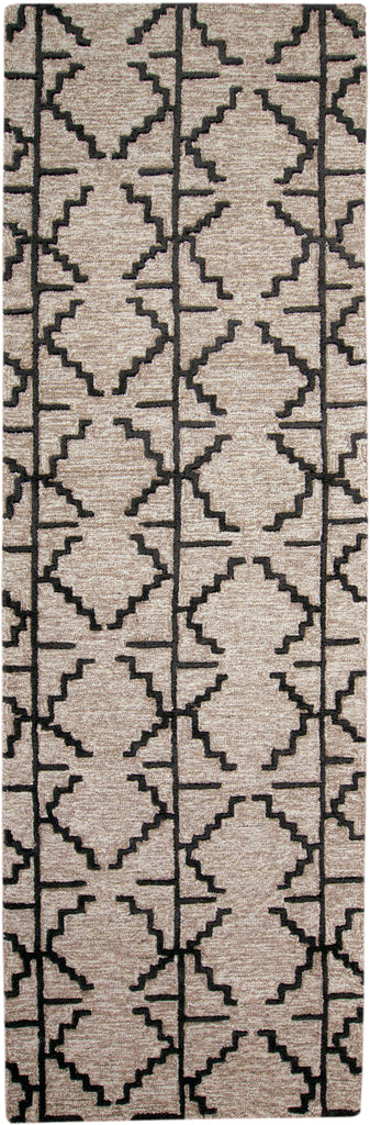 Enzo Transitional Geometric Black Taupe Gray Area Rug (2'6" x 8')