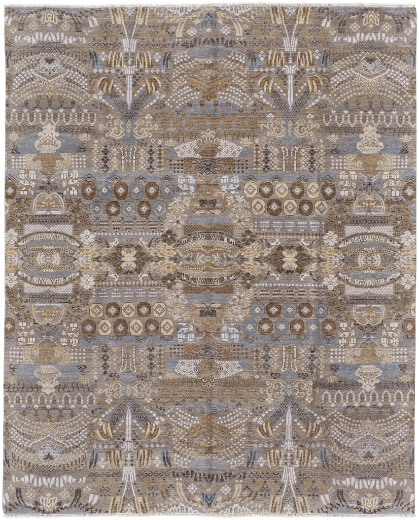 Harmon Transitional Damask Tan Gold Ivory Area Rug (2' x 3')