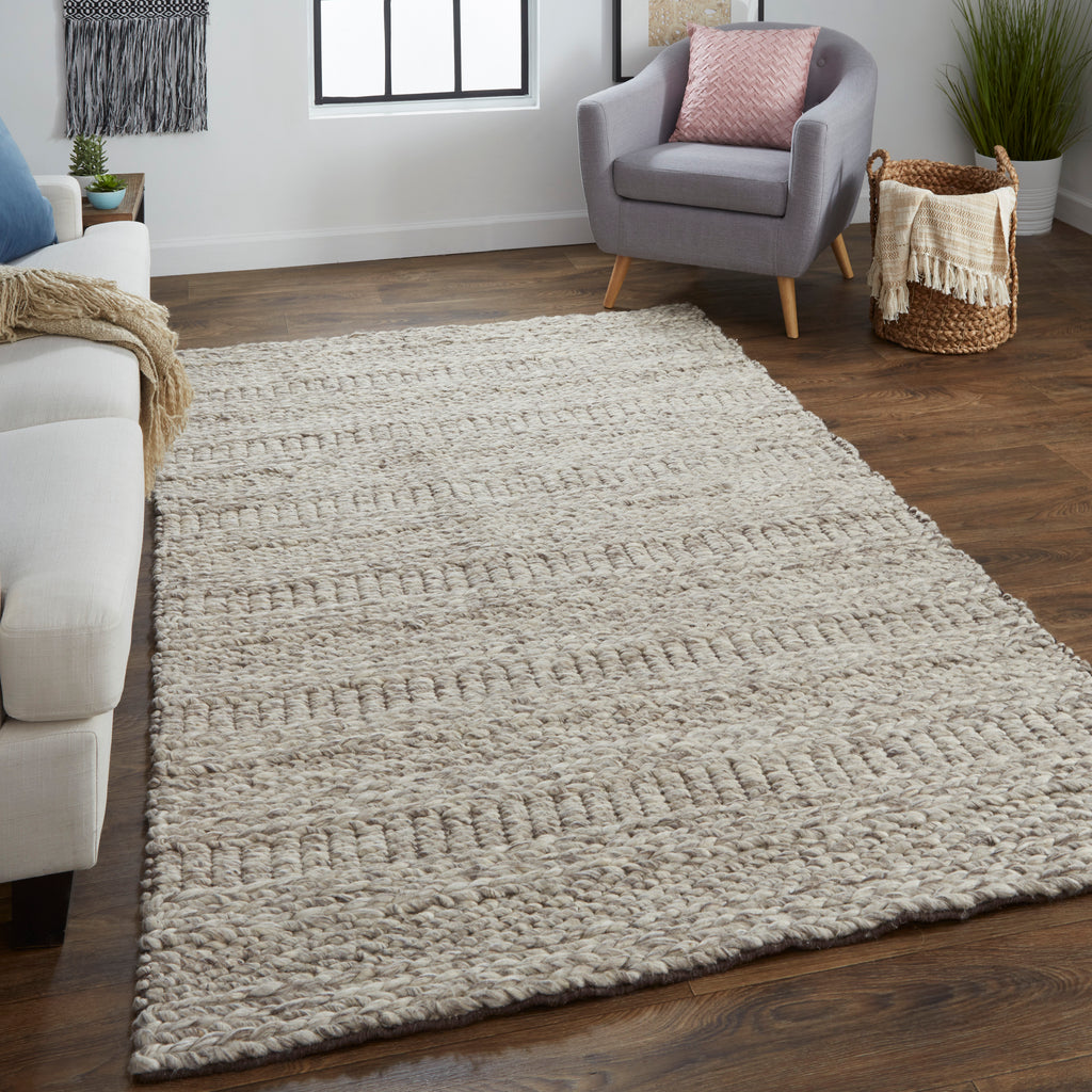 Berkeley Transitional Geometric Ivory Gray Tan Area Rug (5' x 8')