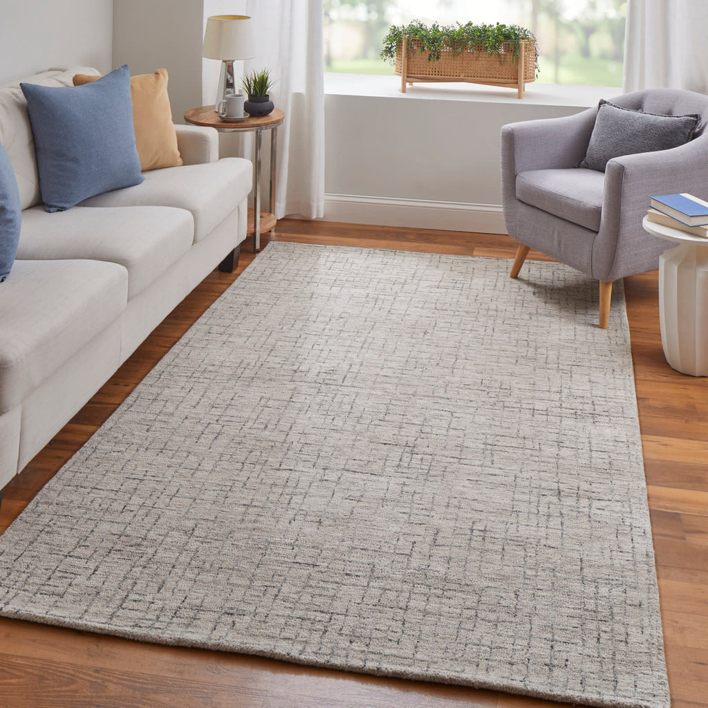 Belfort Transitional Solid Ivory Gray Taupe Area Rug (5' x 8')