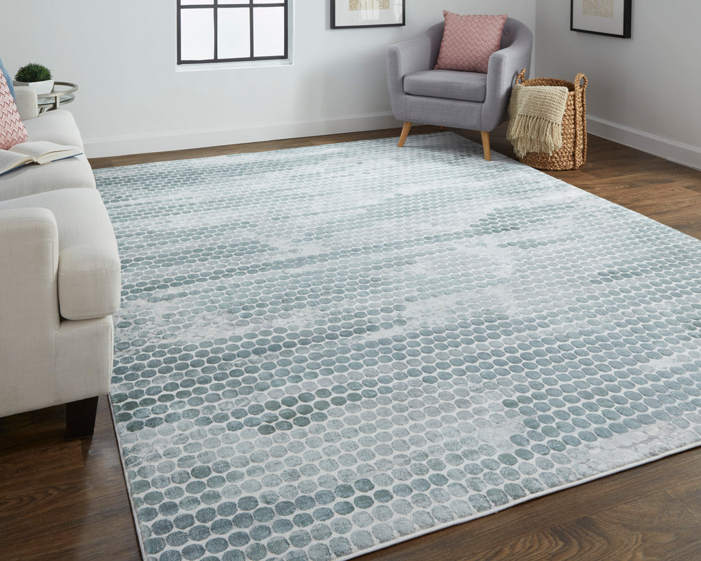 Atwell Transitional Abstract Blue Gray Area Rug (8' x 10')