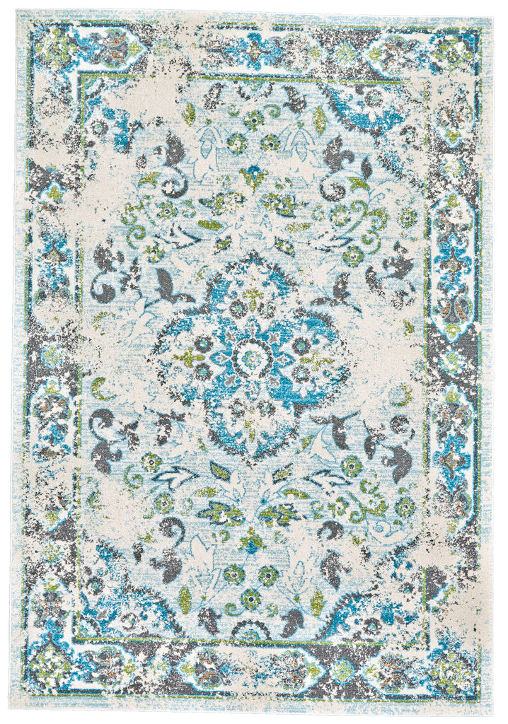 Harlow Modern Floral Botanical Ivory Blue Green Area Rug (1'8" x 2'10")