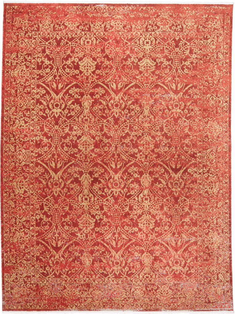 Torina Traditional Oriental Orange Red Gold Area Rug (7'8" x 9'7")