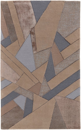 Nash Transitional Geometric Tan Brown Blue Area Rug (8' x 10')