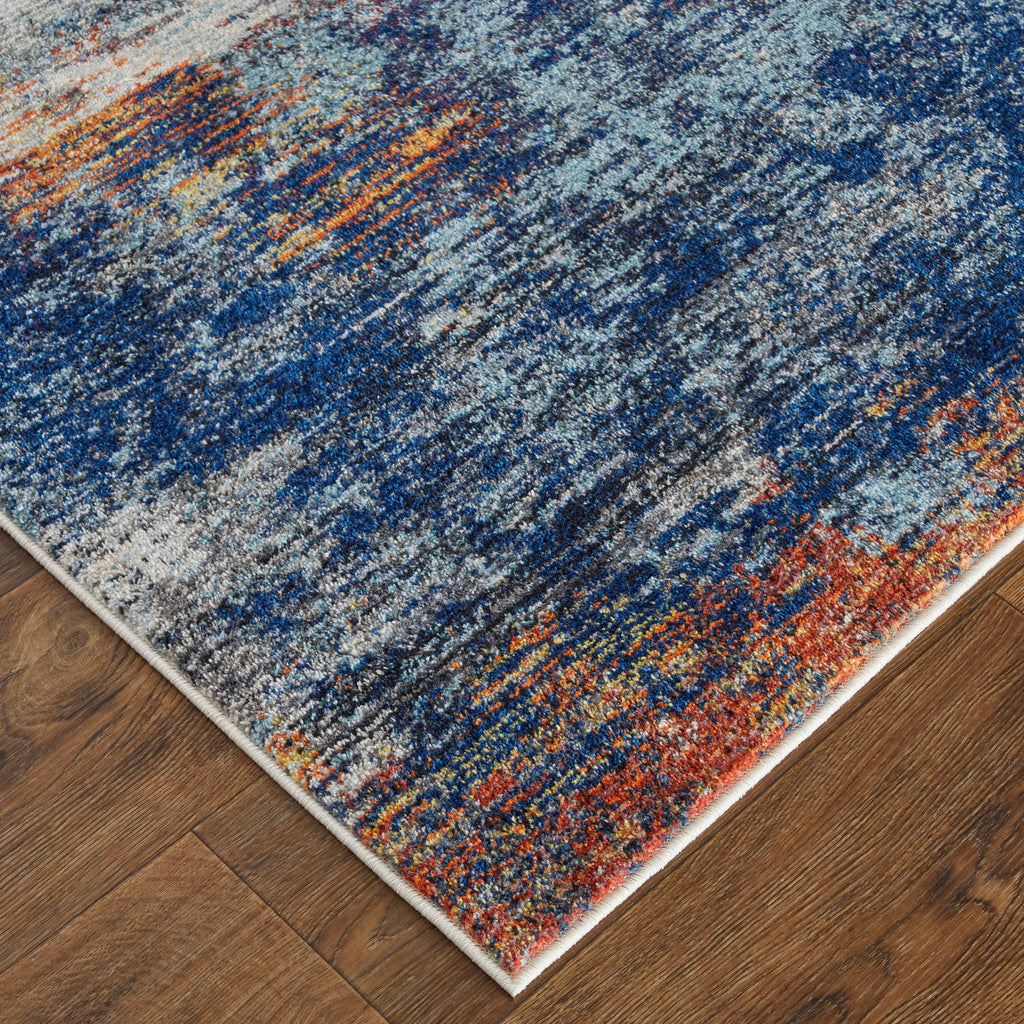 Edgemont Modern Abstract Ivory Blue Area Rug (2'8" x 10')