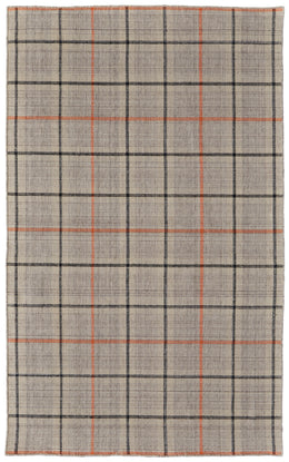 Jemma Transitional Plaid Tan Orange Gray Area Rug (2'6" x 8')