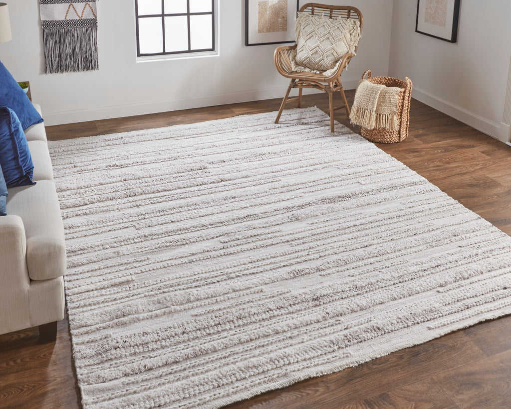 Alden Transitional Stripes Ivory Taupe Area Rug (9' x 12')