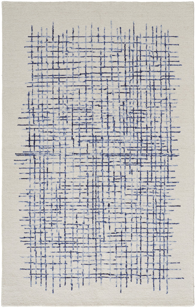 Maddox Transitional Abstract Ivory Blue Area Rug (9' x 12')