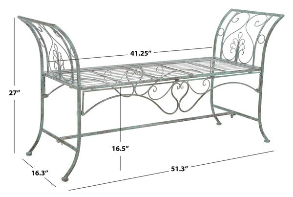 Adina Wrought Iron 51.25 Inch W Outdoor Garden Bench