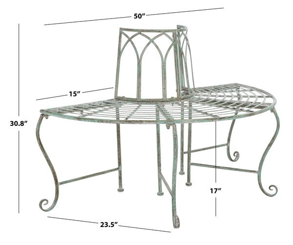 Abia Wrought Iron 50 Inch W Outdoor Tree Bench