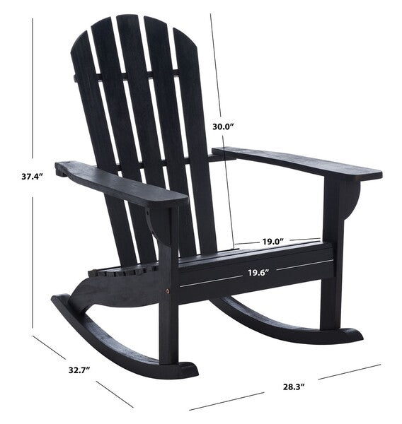 Brizio Adirondack Rocking Chair- Black