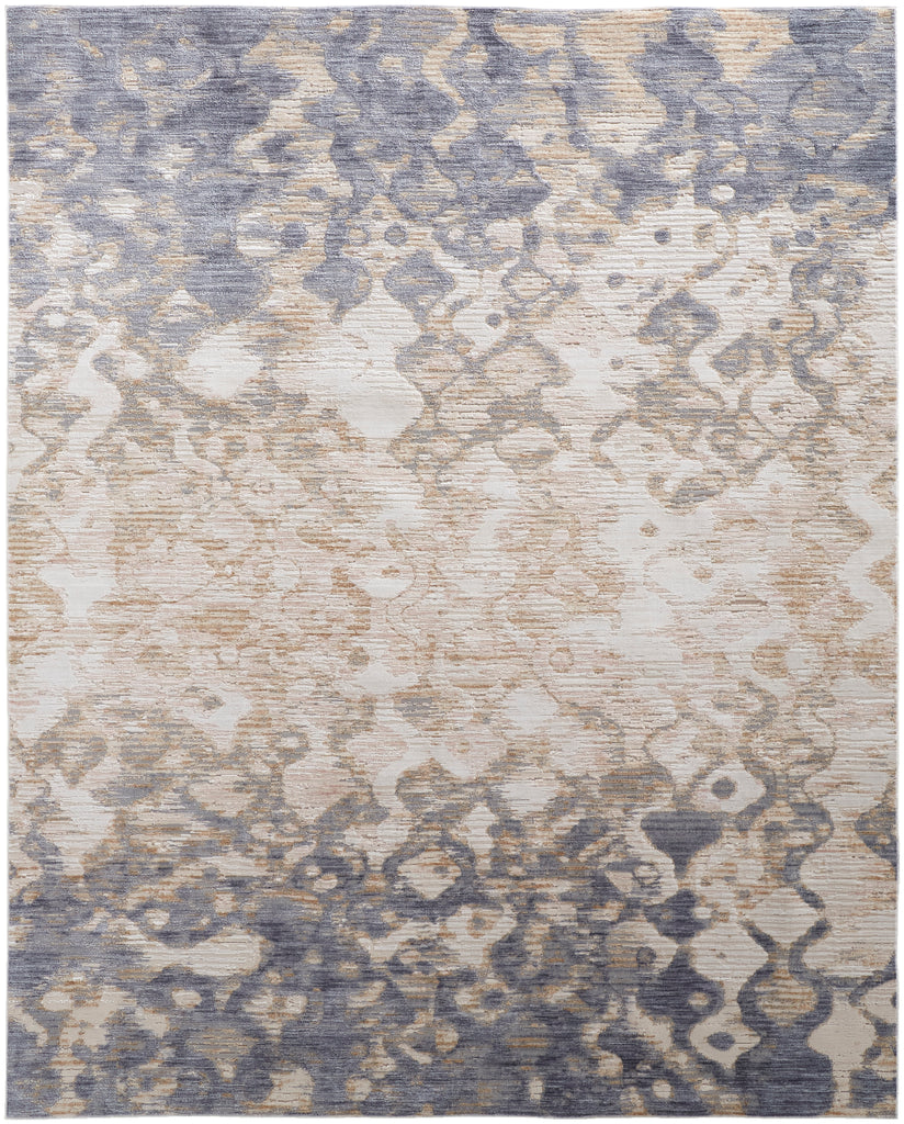 Laina Transitional Gradient Ombre Tan Ivory Blue Area Rug (4' x 6')