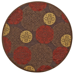 Saphir Transitional Polka Dots Taupe Red Tan Area Rug (7'6" x 10'6")