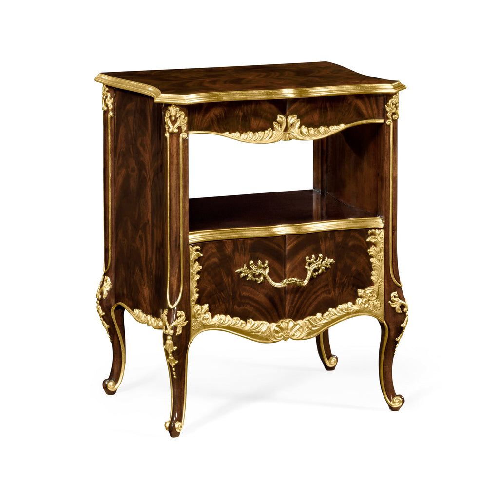 Country Farmhouse Mahogany & Gilded Nightstand