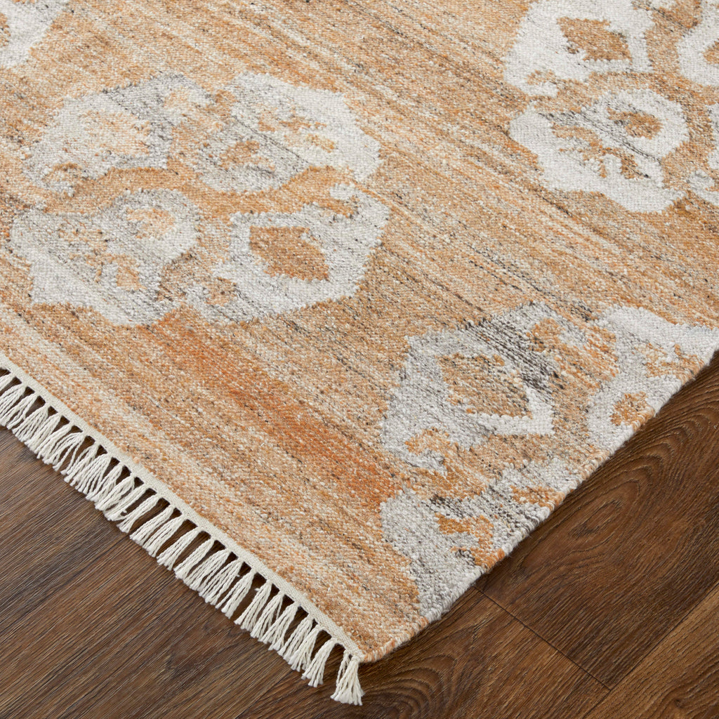 Beckett Transitional Damask Tan Ivory Orange Area Rug (5' x 8')