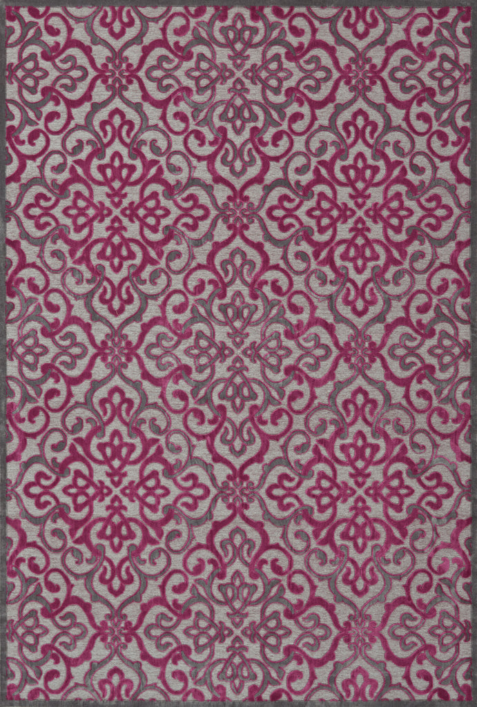 Saphir Rubus Modern Damask Gray Purple Taupe Area Rug (7'6" x 10'6")