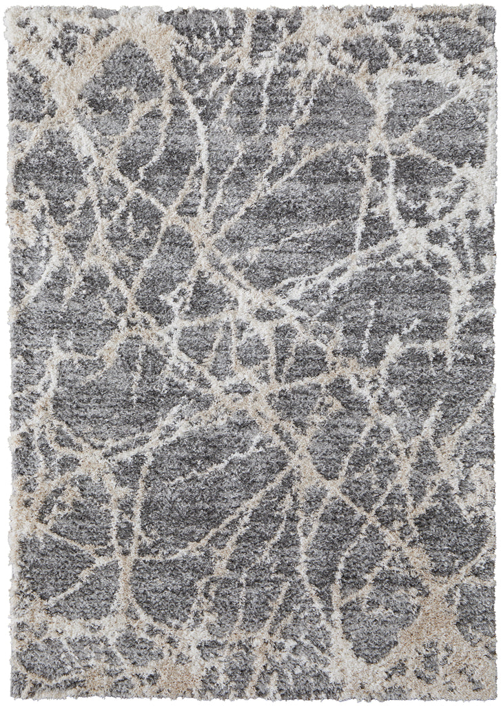 Mynka Transitional Abstract Gray Ivory Area Rug (4' x 6')