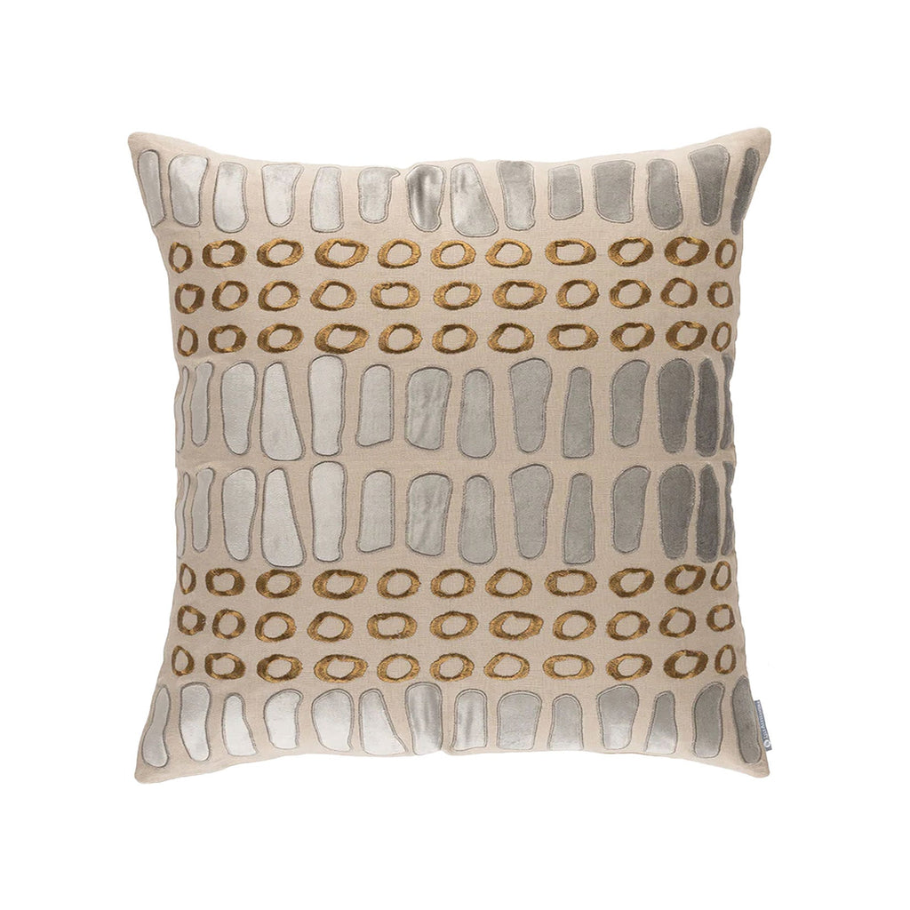 Peru Square Pillow Dark Sand, Platinum, Gold 28x28