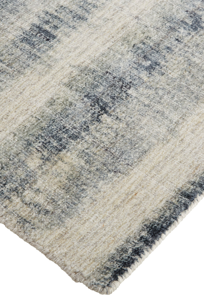 Mackay Transitional Stripes Ivory Blue Area Rug (12' x 15')