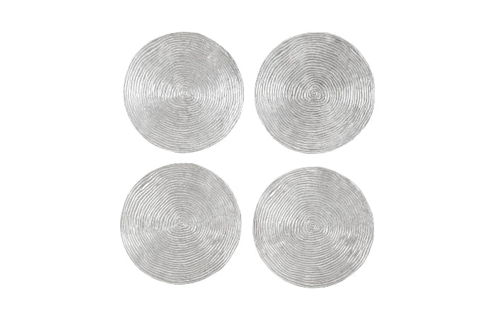 Ripple Wall Disk, Set of 4, Resin, LG, Silver Leaf with Antiquing