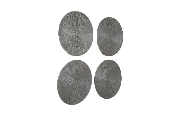 Ripple Wall Disk, Set of 4, Resin, LG, Polished Aluminum