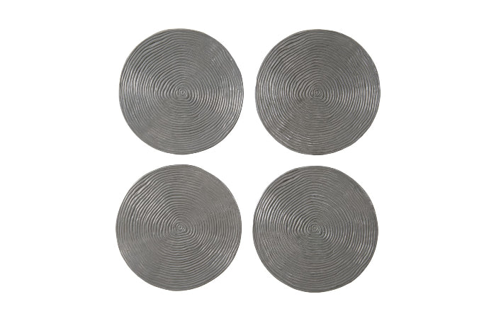 Ripple Wall Disk, Set of 4, Resin, LG, Polished Aluminum