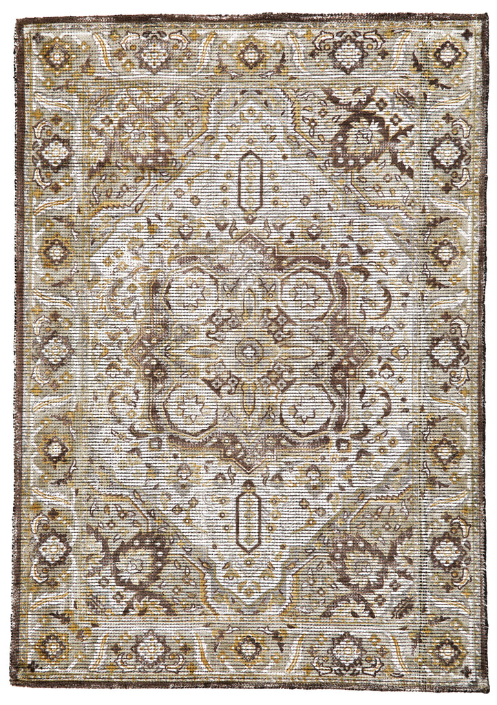 Bethania Traditional Medallion Taupe White Yellow Area Rug (2' x 3')