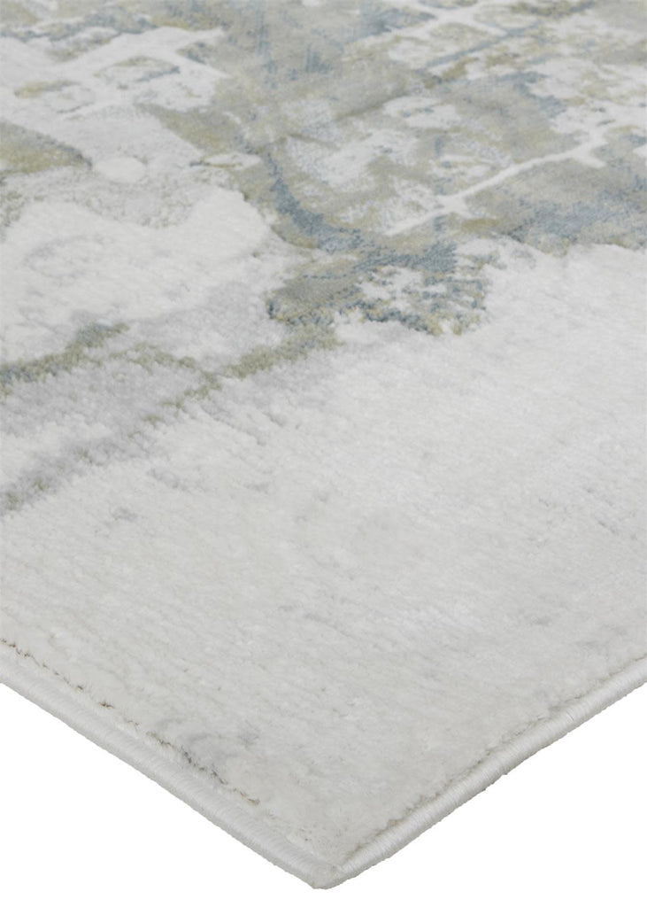 Atwell Transitional Abstract Green Gray Ivory Area Rug (2'8" x 10')