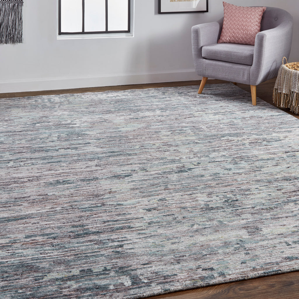 Conroe Modern Abstract Blue Gray Area Rug (5'6" x 8'6")