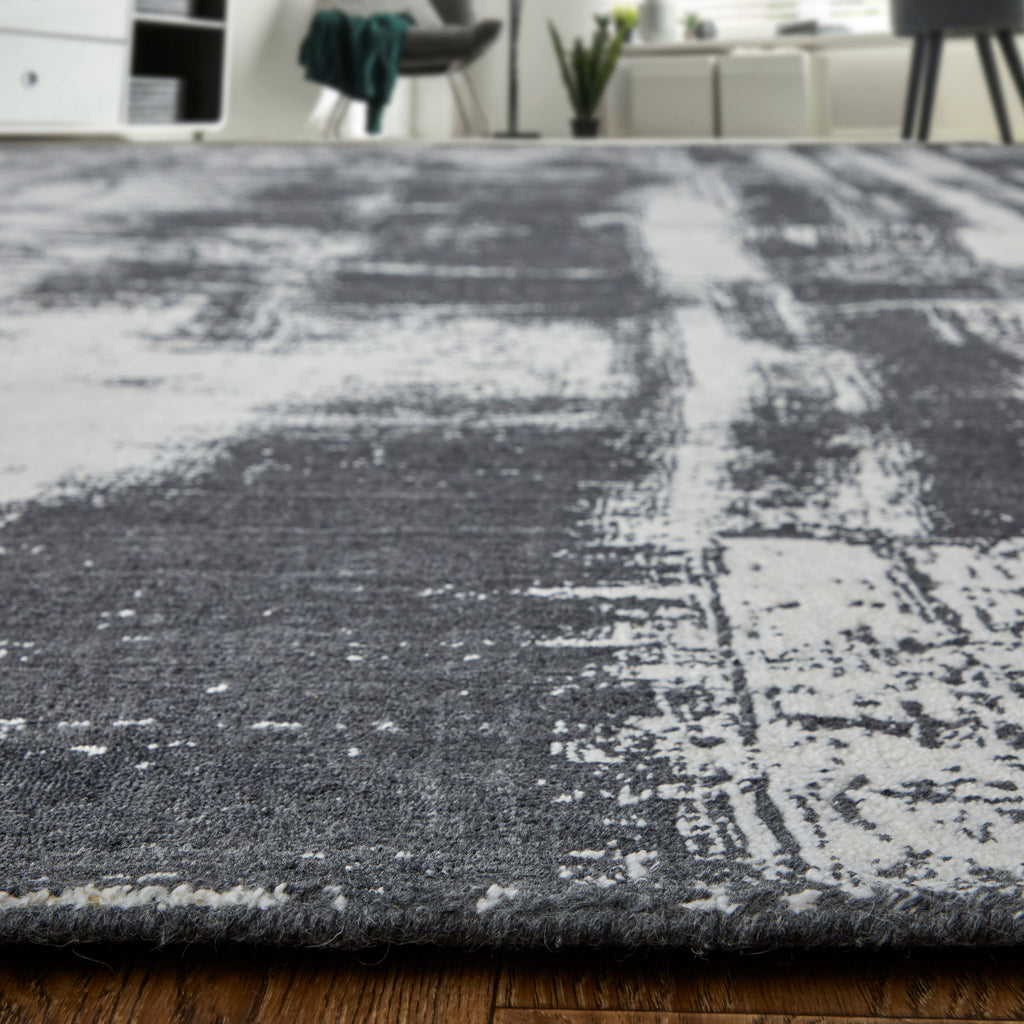 Coda Modern Abstract Black White Area Rug (9' x 12' / Pattern 3)