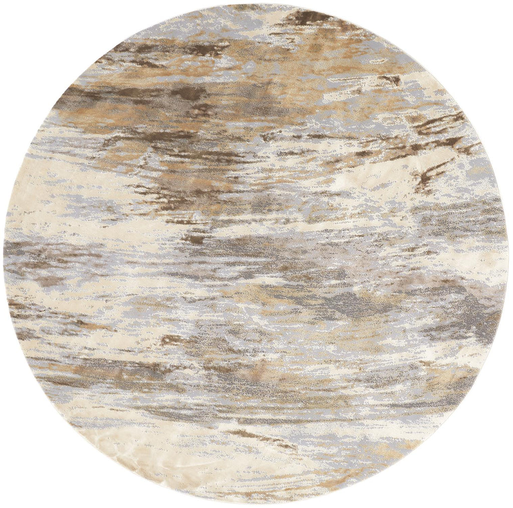 Parker Transitional Abstract Ivory Tan Brown Area Rug (7'9" x 7'9")