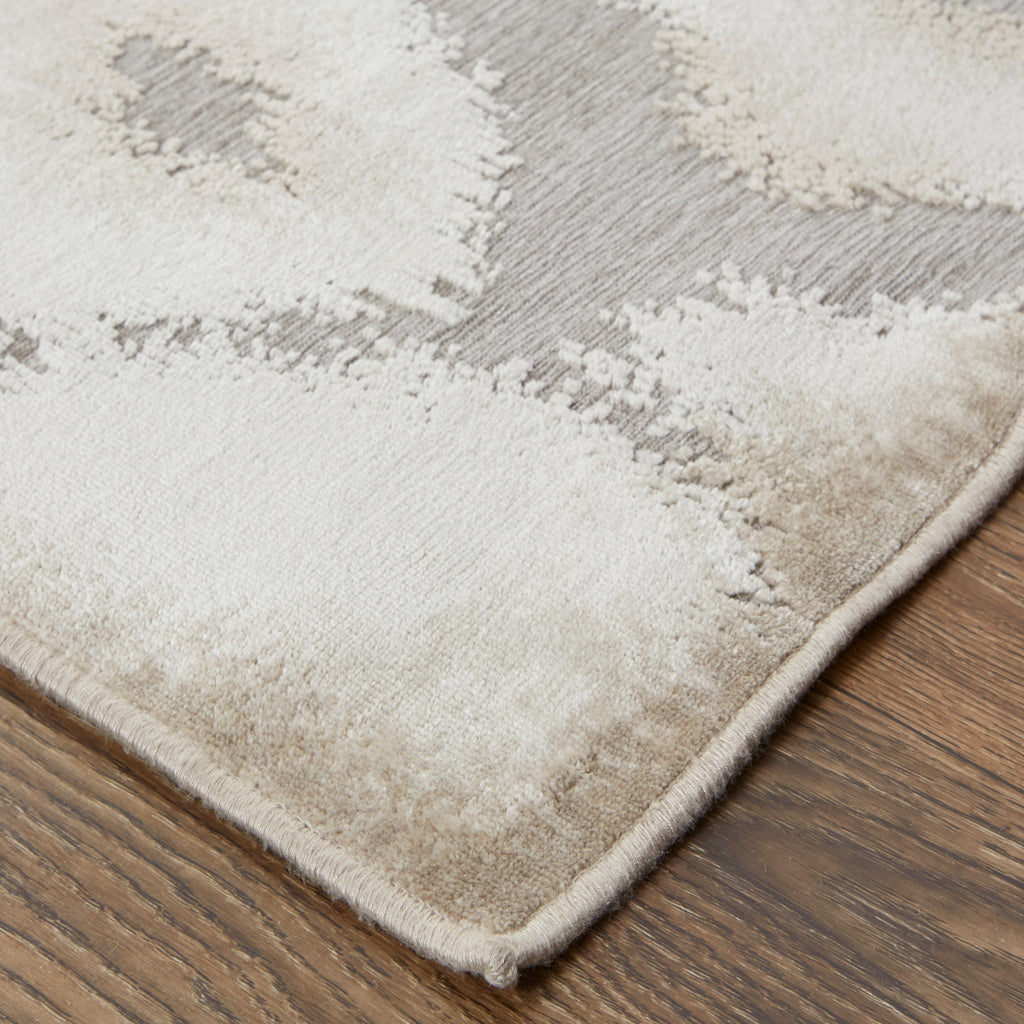 Saphir Zam Modern Abstract Ivory Gray Taupe Area Rug (1'9" x 2'10")