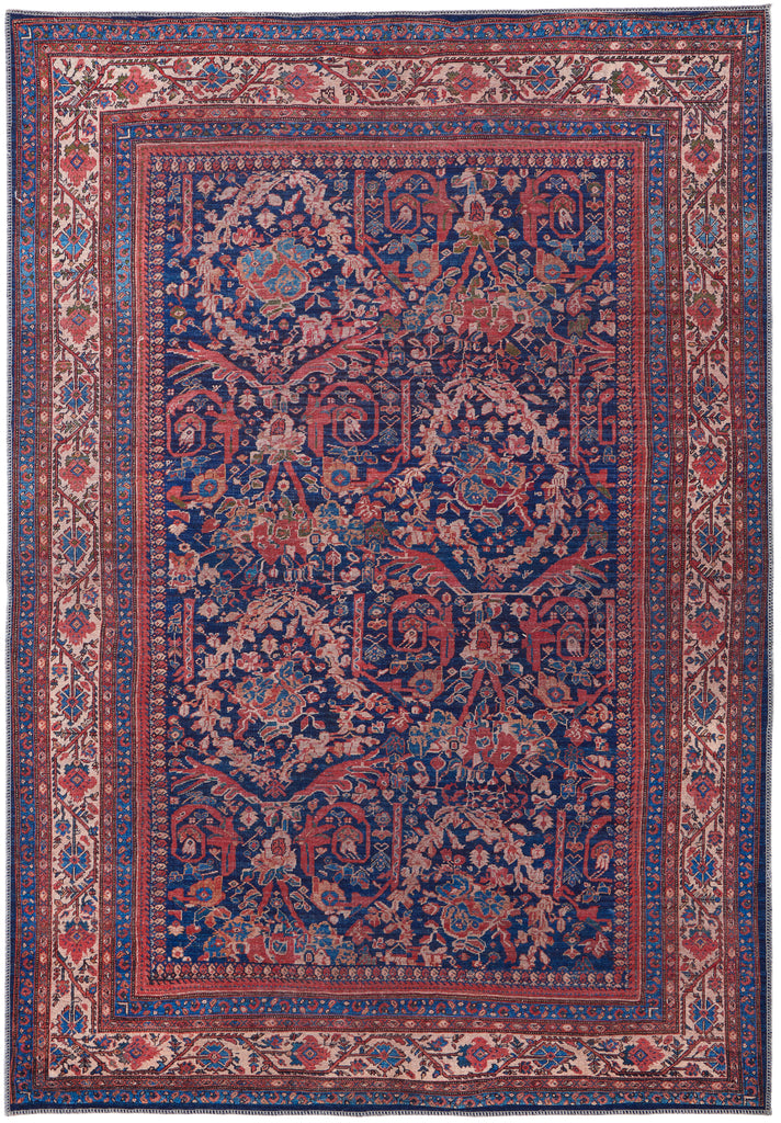 Rawlins Transitional Oriental Red Blue Tan Area Rug (7'10" x 9'10")