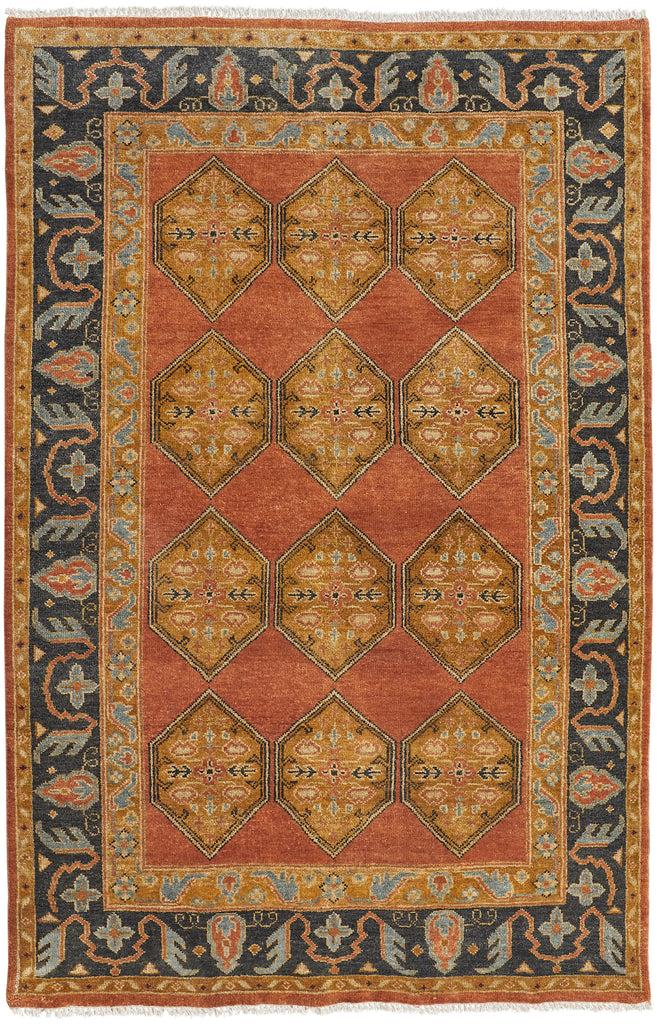 Ustad Traditional Diamond Tan Orange Brown Area Rug (2' x 3')